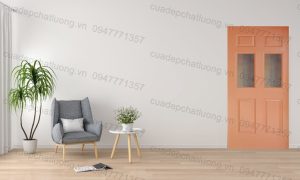 cửa phòng ngủ gỗ công nghiệp mẫu 2 kính